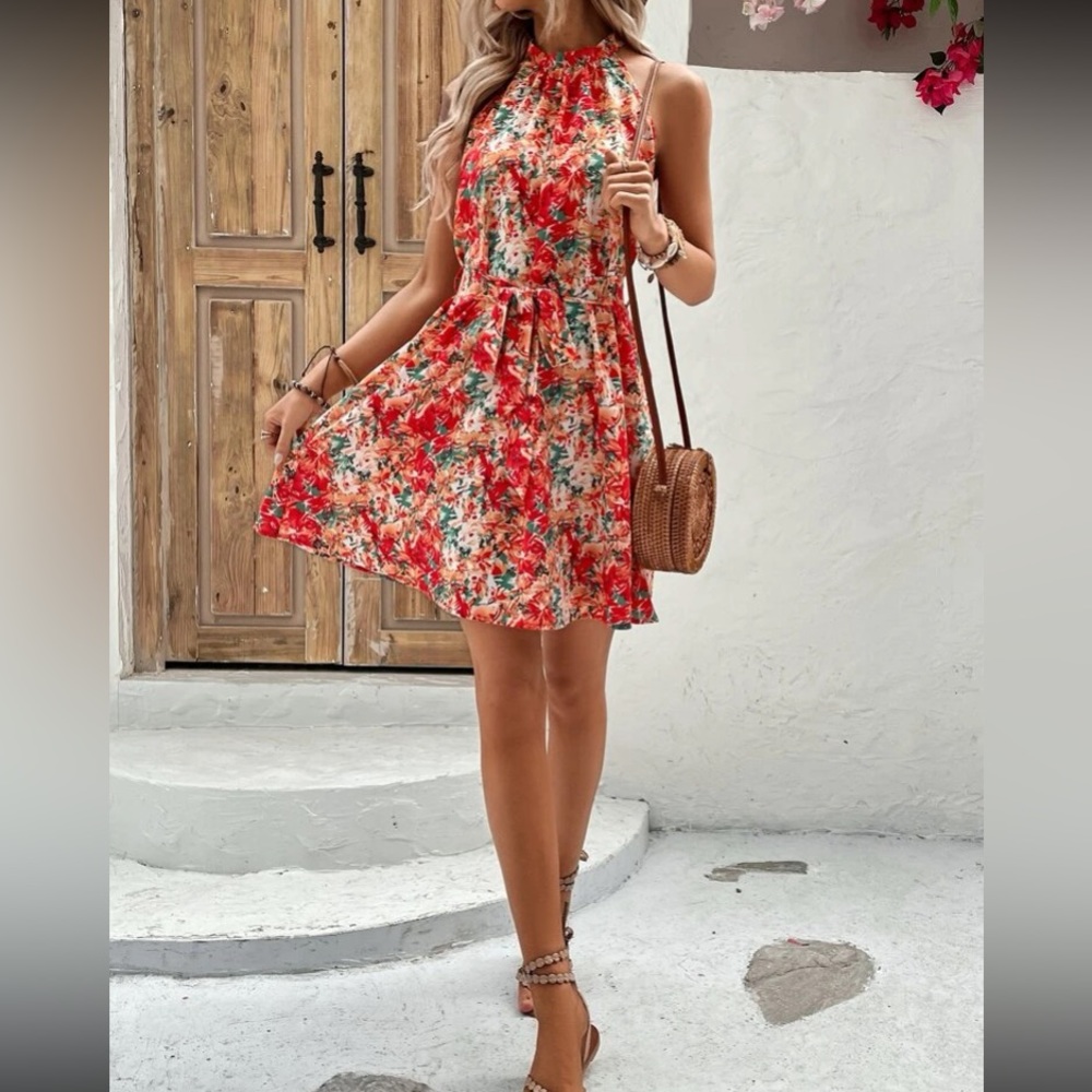 Bobo floral print halter mini dress - Picture 5 of 6